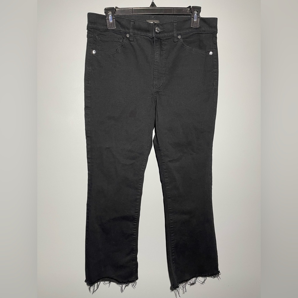 Express‎ Black Flare Jeans with Frayed Hem